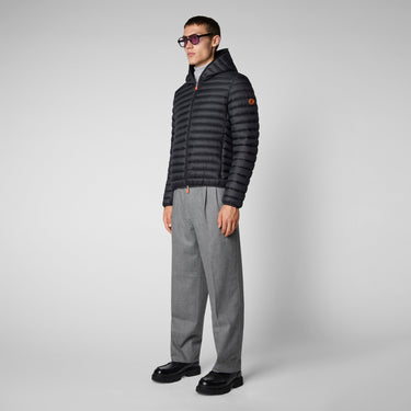 Men's Donald Hooded Puffer Jacket In Black