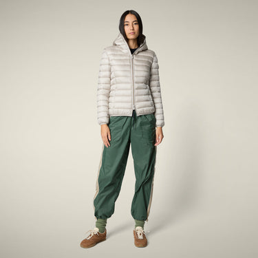 Woman's Alexis Hooded Puffer Jacket in Rainy Beige
