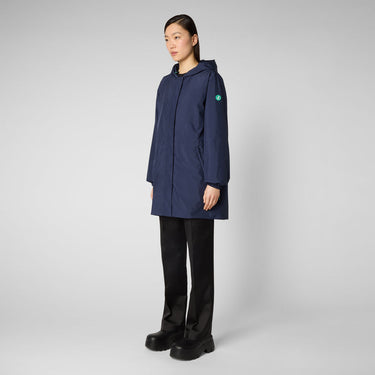 Women's Fleur Hooded Raincoat In Navy Blue