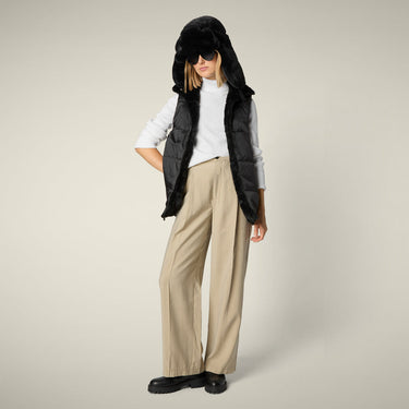 Women's Reversible Faux Fur Vest mod. Nives in Black