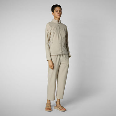 Women's stand up collar sweatshirt pella in rainy beige