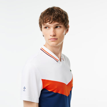 Men's Lacoste Tennis x Daniil Medvedev Slim Fit Seamless Polo White / Orange / Bordeaux / Navy Blue