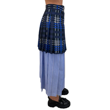 Women's Striped Cotton Popeline Skirt Light Blue