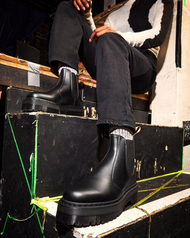 Unisex Vegan 2976 Felix Platform Chelsea Boots Black Felix Rub Off