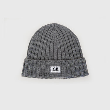 Extra Fine Merino Wool Logo Beanie Griffin Grey