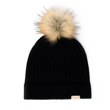 All Day Pom Cashmere Wool Beanie BLACK