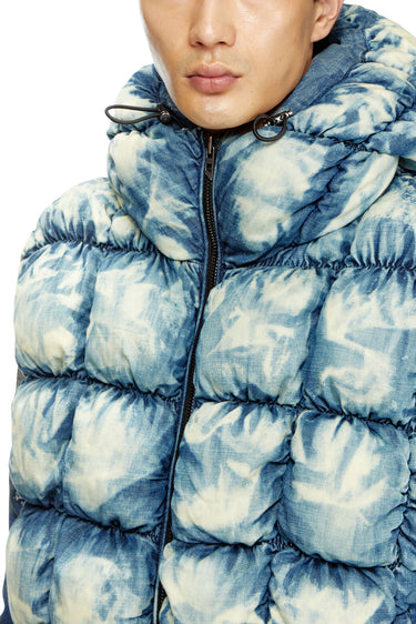W-THYS Tie-dyed Denim Puffer Vest Blue