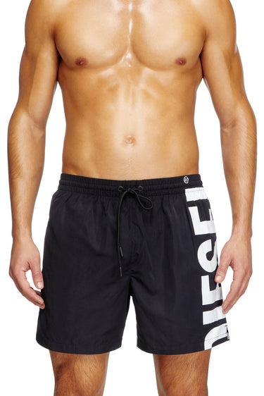 Rio-41-D-Core Mid-length swim shorts with maxi logo Black/White