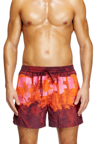 Ken-37-D-Pop Mid-length swim shorts with graphic print Red