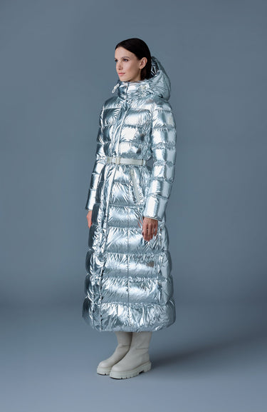 CALINA-M Metallic laminate down maxi coat