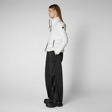 Women's Cosmary Hooded Puffer Jacket in Off White