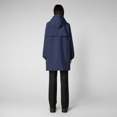 Women's Fleur Hooded Raincoat In Navy Blue