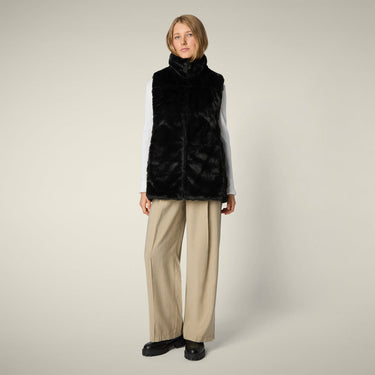 Women's Reversible Faux Fur Vest mod. Nives in Black