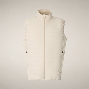 Men's puffer vest with quilted front in Rainy Beige FYI