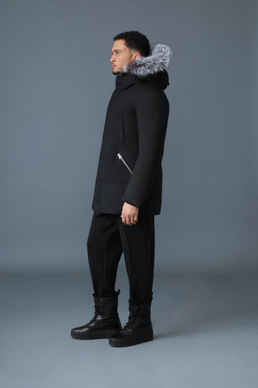 EDWARD-XZ 2-in-1 down parka with hooded bib and silver fox fur Black-Silver