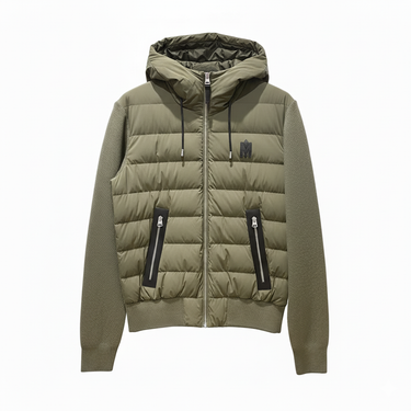 ANDREW Mixed-media light down jacket Light Military