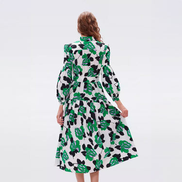 Lux Cotton Dress in Huge Camo Floral Ivory