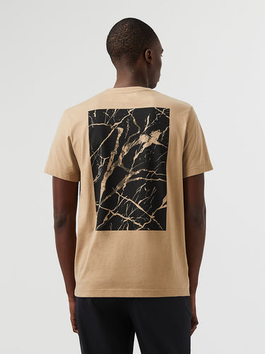 Marble Print Cotton T-Shirt JANTA V1.Y7.02  Brown / Beige