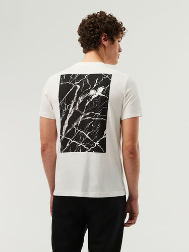 Marble Print Cotton T-Shirt JANTA V1.Y7.02 White