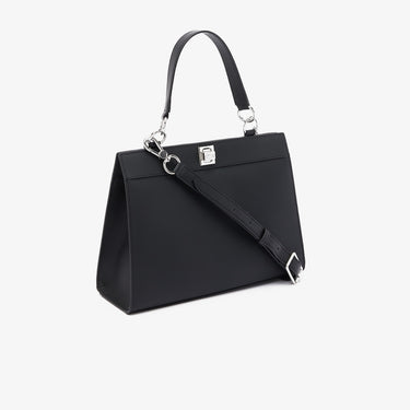Women's Piqué-Effect Canvas Purse Black