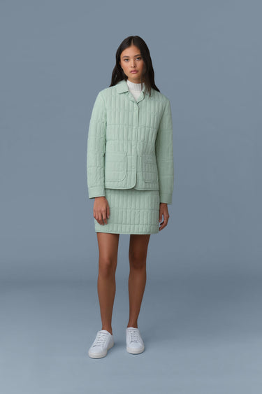 SIAN Vertical Quilted Jacket with Spread Collar Jade