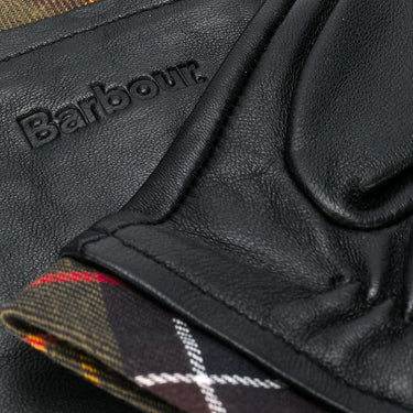 Tartan Trimmed Leather Gloves Black