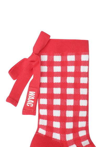 Women's Check Ribbon Socks RED
