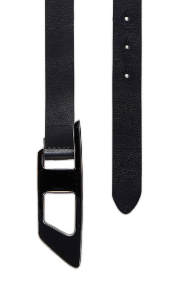 B-Dlogo II Leather belt with enamelled D buckle Black