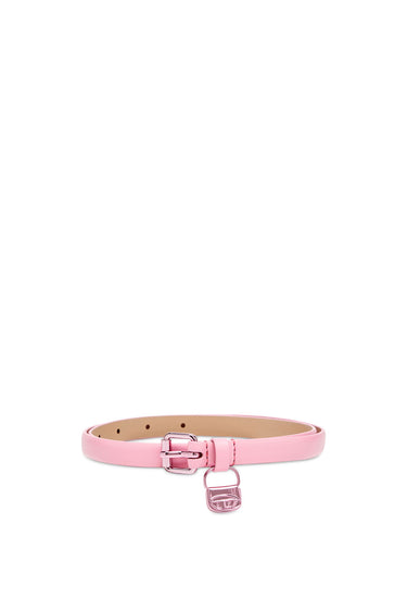 B-Charm Hip Slim leather belt with 1DR bag charm Pink