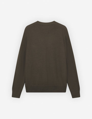 Bold Fox Head Patch Regular Cardigan Khaki