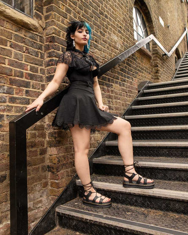 Nartilla Women's Leather Gladiator Sandals Black