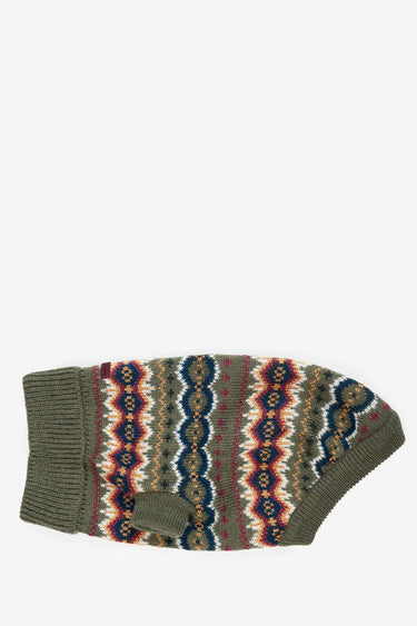 CASE FAIR ISLE DOG JUMPER OLIVE