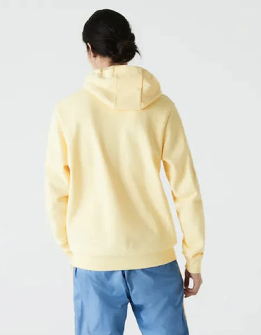 Men's Hooded Embroidered Logo Pique Fleece Sweatshirt Yellow