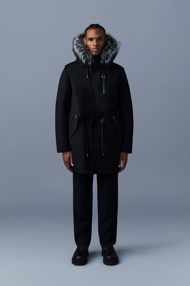 MORITZ Rabbit Fur-lined Twill Parka With Removable Silver Fox Fur Trim Black